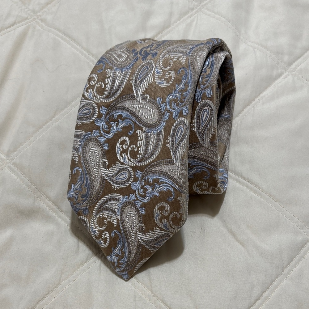 Michael Kors Paisley Tie in light Brown, blue, beige, Silver casual formal